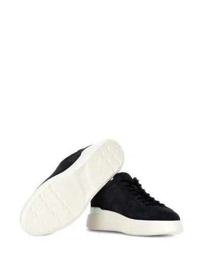 Hogan Leather Sneakers With Logo Side Panels In Black
