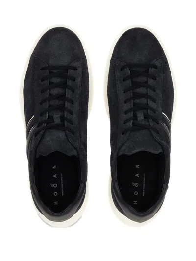 Hogan Leather Sneakers With Logo Side Panels In Black
