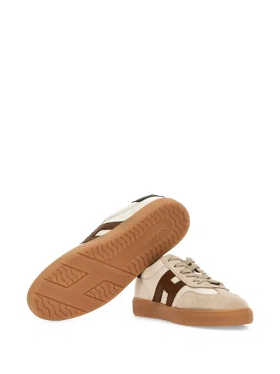 Hogan Cool White Leather Sneakers In Brown