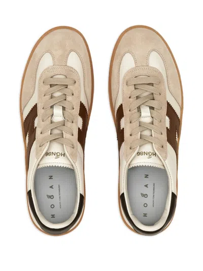 Hogan Cool White Leather Sneakers In Brown