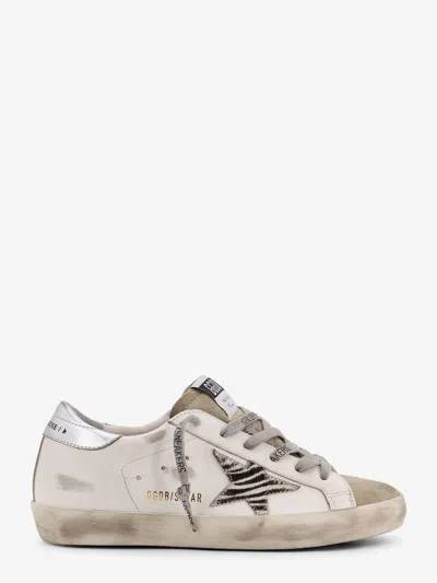 Golden Goose Superstar White Low Top Sneakers With Glittered Star Patch And Laminated Heel With Logo Lettering In In Neutral