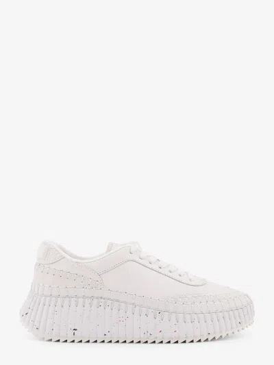 Chloé Nama Embroidered Suede And Recycled Mesh Sneakers In White
