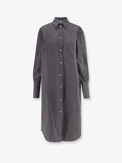 Totême Toteme Women Striped Kimono-sleeve Shirtdress In Gray