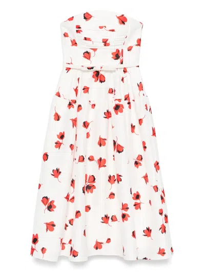 Self-portrait Floral-print Midi Dress With Fitted Bodice
