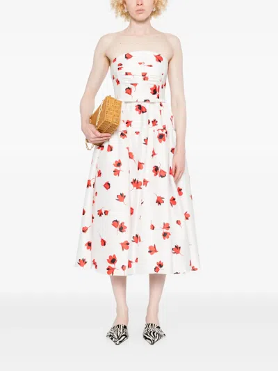 Self-portrait Floral-print Midi Dress With Fitted Bodice