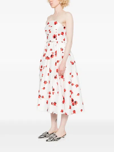Self-portrait Floral-print Midi Dress With Fitted Bodice