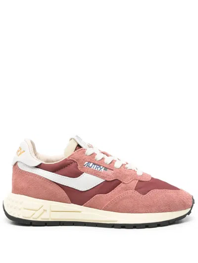 Autry Reelwind Leather-trimmed Suede And Shell Sneakers In Pink