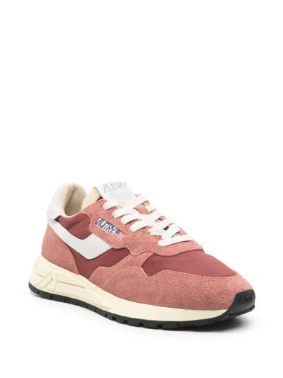 Autry Reelwind Leather-trimmed Suede And Shell Sneakers In Pink