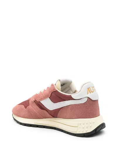 Autry Reelwind Leather-trimmed Suede And Shell Sneakers In Pink