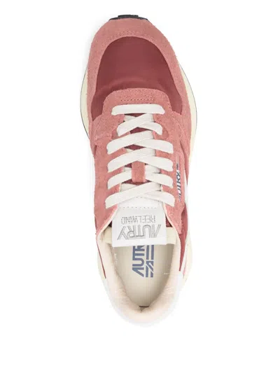 Autry Reelwind Leather-trimmed Suede And Shell Sneakers In Pink