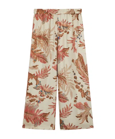 Weekend Max Mara Elastic Waistband Wide Leg Floral Print Trousers In Multi