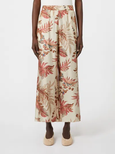 Weekend Max Mara Elastic Waistband Wide Leg Floral Print Trousers In Multi
