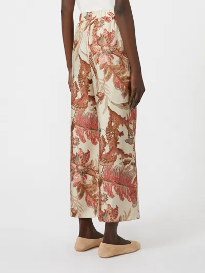 Weekend Max Mara Elastic Waistband Wide Leg Floral Print Trousers In Multi