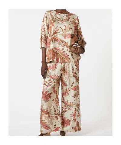 Weekend Max Mara Elastic Waistband Wide Leg Floral Print Trousers In Multi