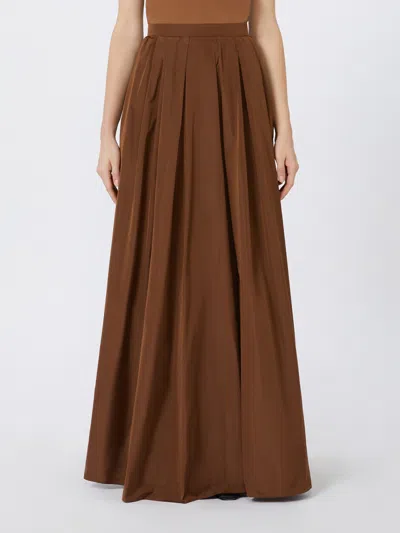 Max Mara Long Taffeta Skirt In Brown