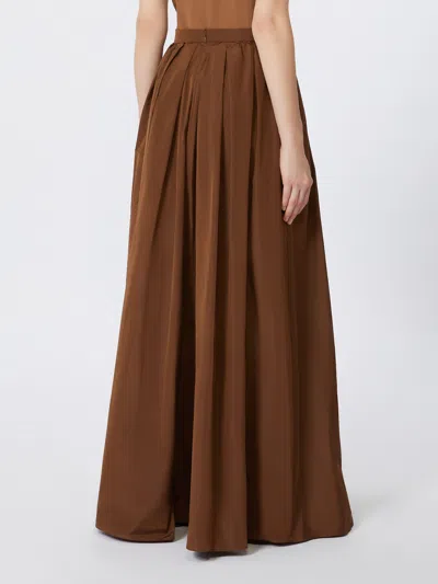 Max Mara Long Taffeta Skirt In Brown