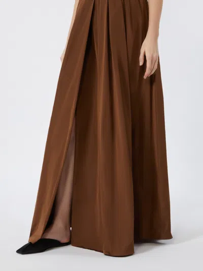 Max Mara Long Taffeta Skirt In Brown