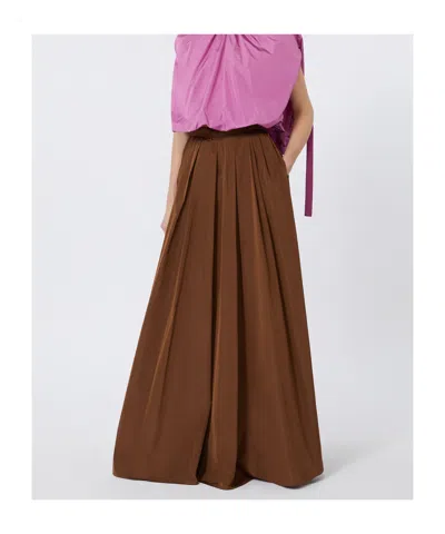Max Mara Long Taffeta Skirt In Brown