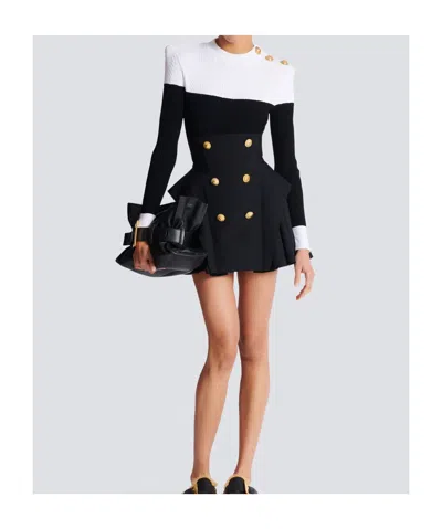 Balmain 3-button Twisted Knit Colorblock Top In Multi