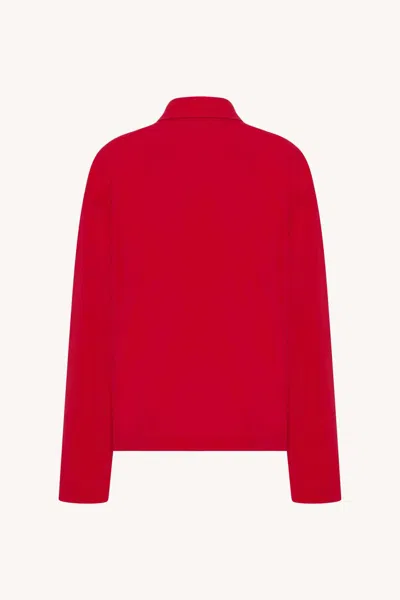 The Row Roddie Long Sleeve Cotton Polo Top In Red