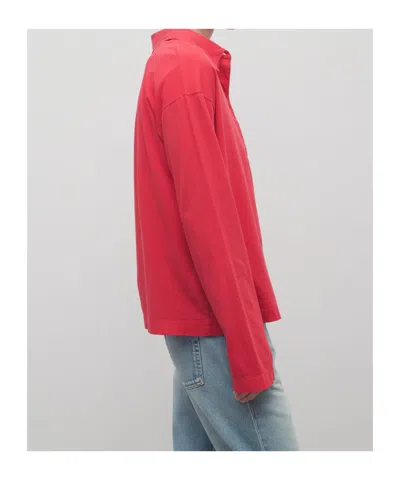 The Row Roddie Long Sleeve Cotton Polo Top In Red