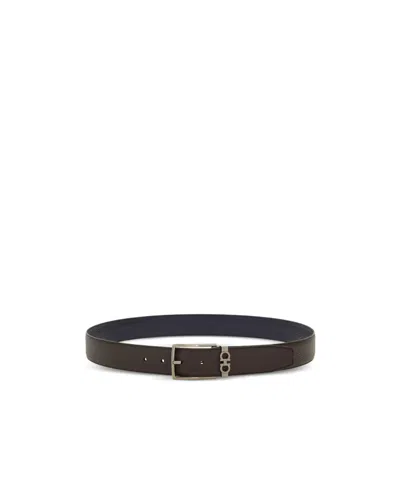 Ferragamo Grained Leather Gancini Motif Reversible Belt
