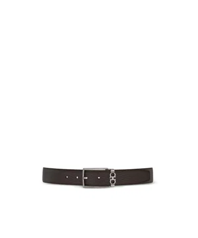 Ferragamo Grained Leather Gancini Motif Reversible Belt