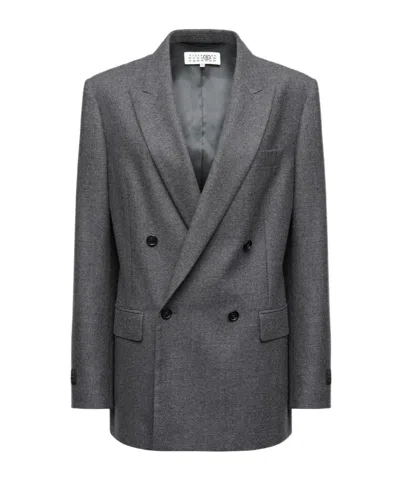Mm6 Maison Margiela Mm6 By Maison Margiela Double-breasted Medium Grey Jacket With Elegant Tailoring In Gray