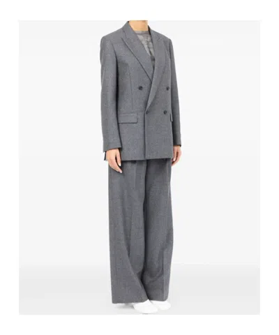 Mm6 Maison Margiela Mm6 By Maison Margiela Double-breasted Medium Grey Jacket With Elegant Tailoring In Gray