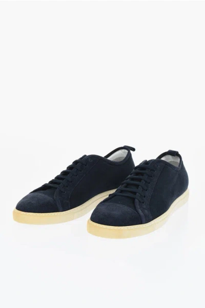 Corneliani Id Solid Color Suede And Fabric Low-top Sneakers