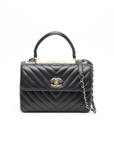 Pre-owned Chanel Medium Trendy Top Handle Bag In Black