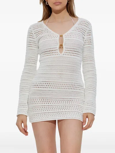 镂空针织长袖连衣裙