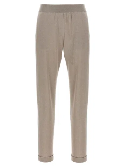 Brunello Cucinelli Shimmering Joggers With Elastic Waistband And Cuffed Hem