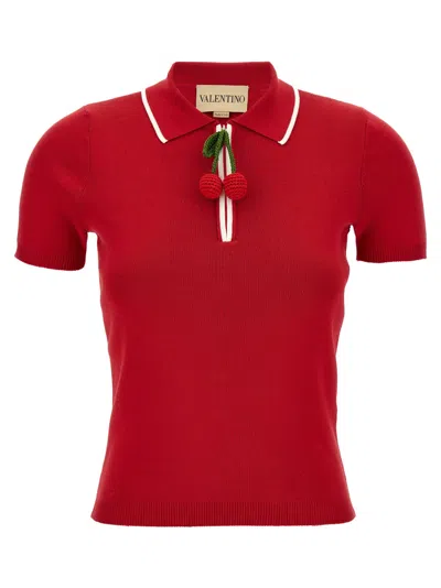 Valentino Knitwear With Cherry Detail And Polo Collar