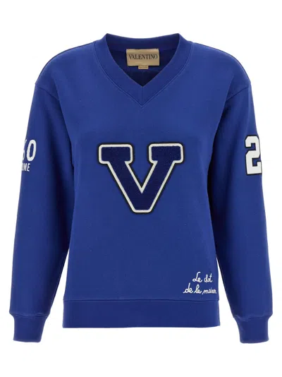 Valentino Blue Cotton "v" College Sweatshirt