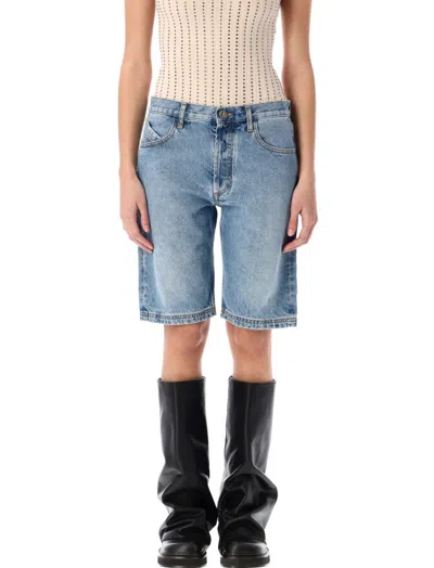 Attico Denim Sky Blue Bermuda Shorts