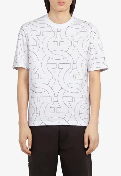 Ferragamo Embroidered Gancini T-shirt In White