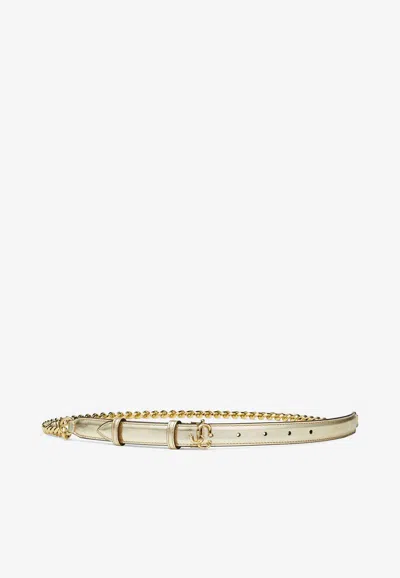 Jimmy Choo Jc-chain Metallic Vintage Leather Belt In Gold