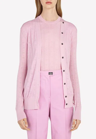 Ferragamo Womens Pink Wool Cardigan In Pink