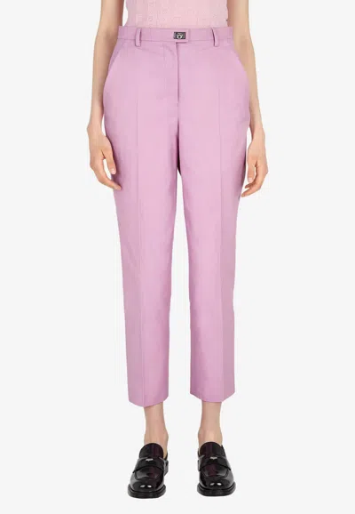 Ferragamo Cropped Tailored Pants In Pink