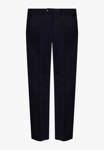 Ferragamo Wool Tailored Trousers Straight Leg In Navy