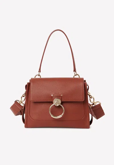 Chloé Mini Tess Day Shoulder Bag In Grained Leather In Brown