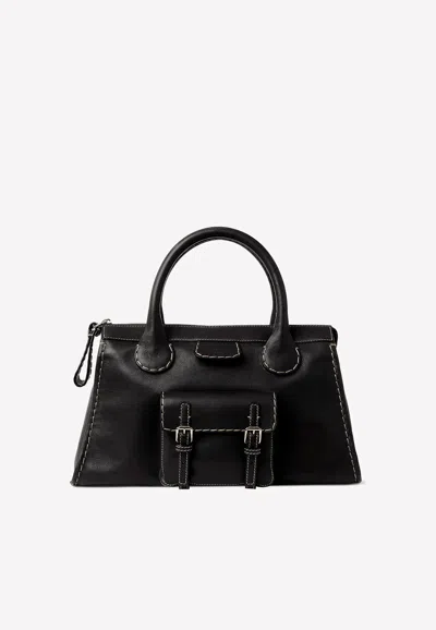 Chloé Edith Day Medium Leather Satchel In Black