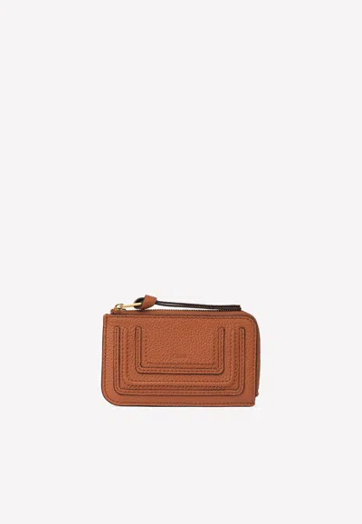 Chloé Small Marcie Coin Purse In Grained Leather In Tan
