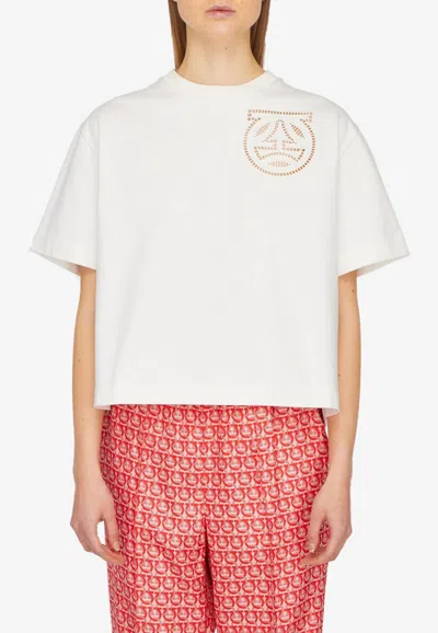 Ferragamo Gancini Embroidery T-shirt In White