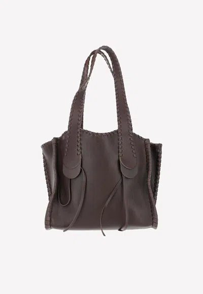Chloé Medium Mony Leather Tote Bag In Brown