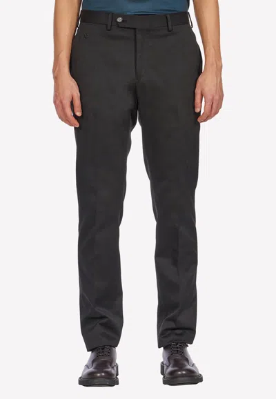 Ferragamo Elasticated Waistband Straight-leg Trousers In Black