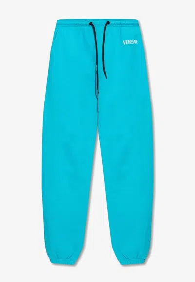 Versace Logo-print Track Pants In Blue