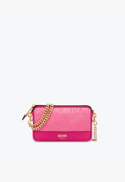 Moschino All-over Logo Camera Bag In Pink