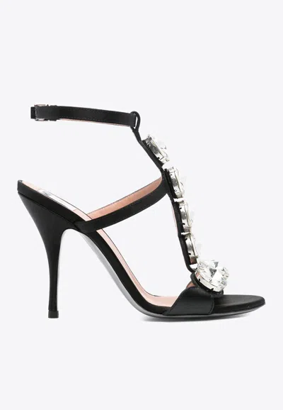 Moschino 100 Crystal-embellished Sandals In Black